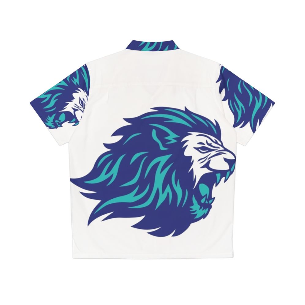 Tropical Blue Lion Animal Print Hawaiian Shirt - Back