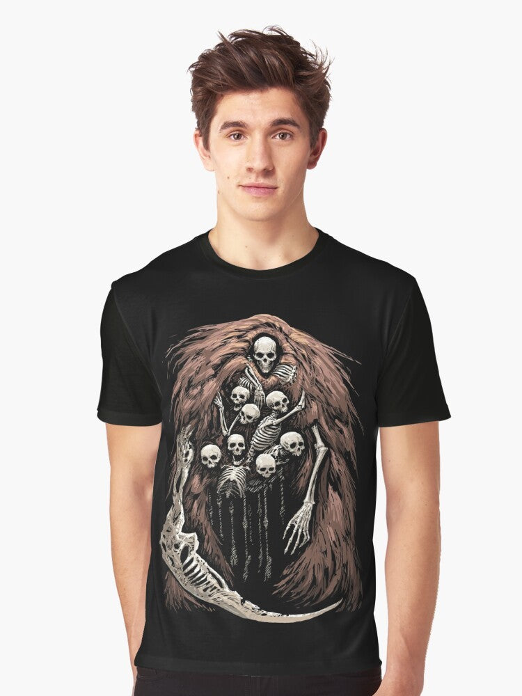 Gravelord skeleton graphic on dark t-shirt - Men