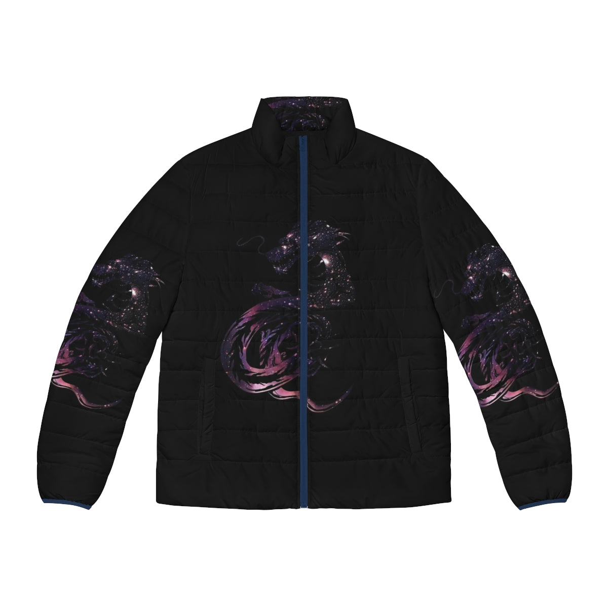 Legendary Cosmic Dragon Puffer Jacket featuring a mythical dragon design