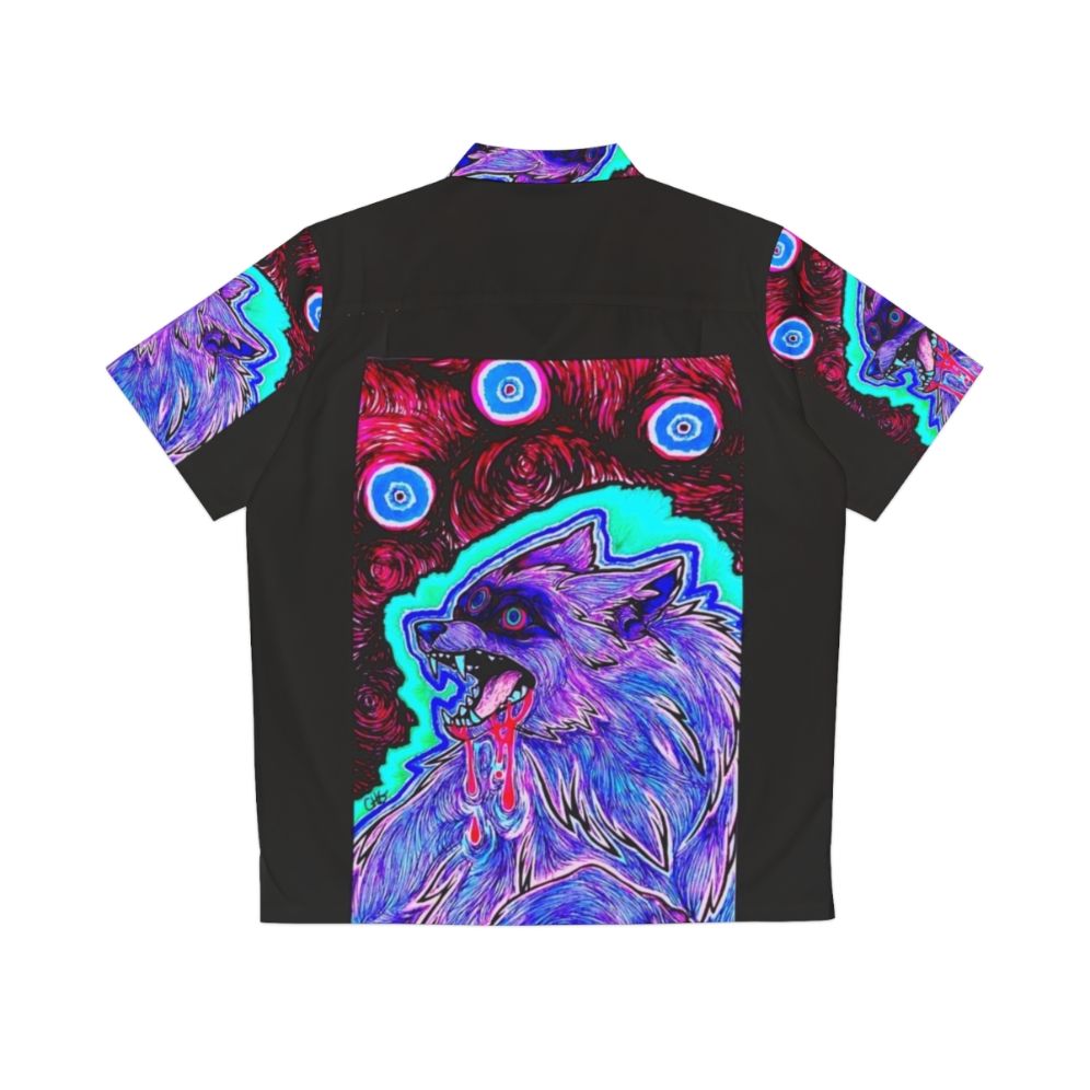 Trippy canine-inspired psychedelic Hawaiian shirt - Back