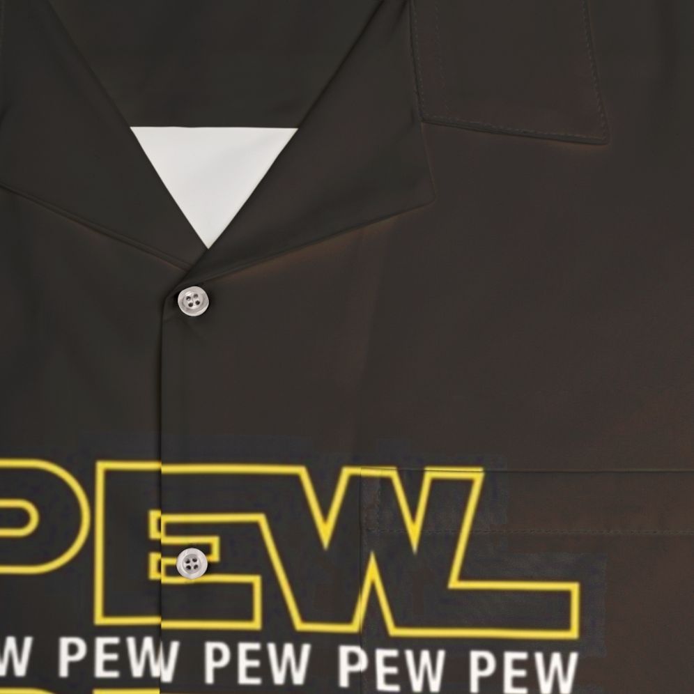 Pew Pew Pew Hawaiian Shirt with Star Wars Blasters and Characters - Detail