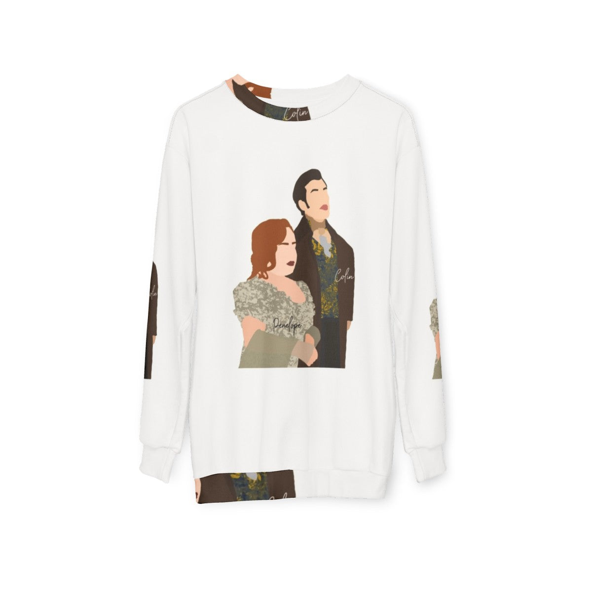 Bridgerton Penelope and Colin Couple Smiling Sweatshirt - hanging