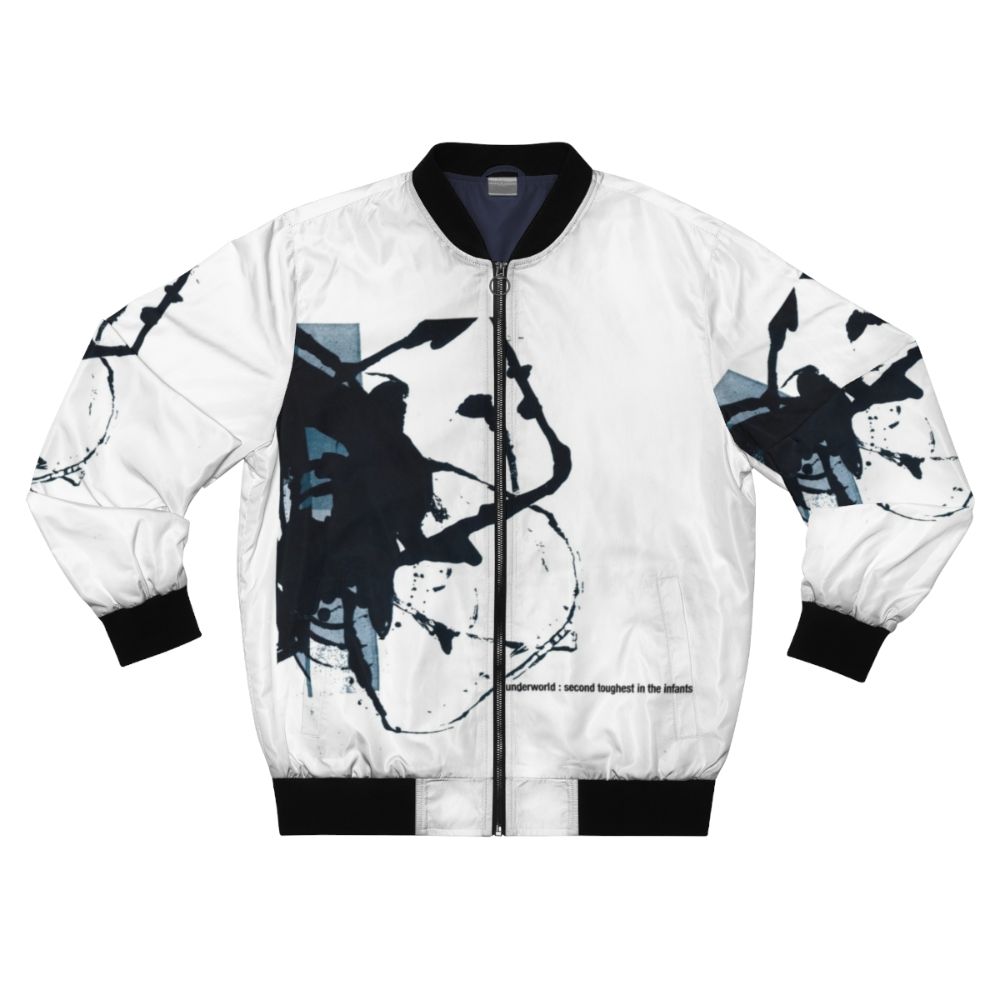 Underworld-inspired bomber jacket with a music-inspired design