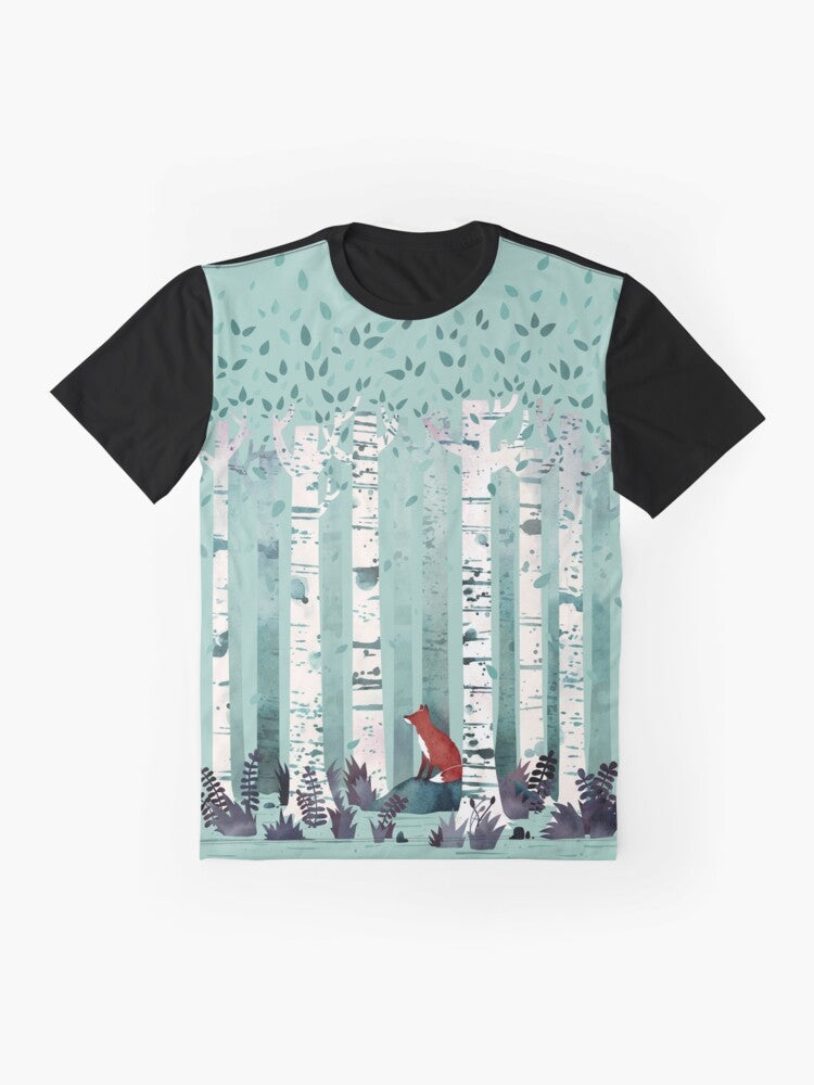 Birch Forest Watercolor Graphic T-Shirt - Flat lay