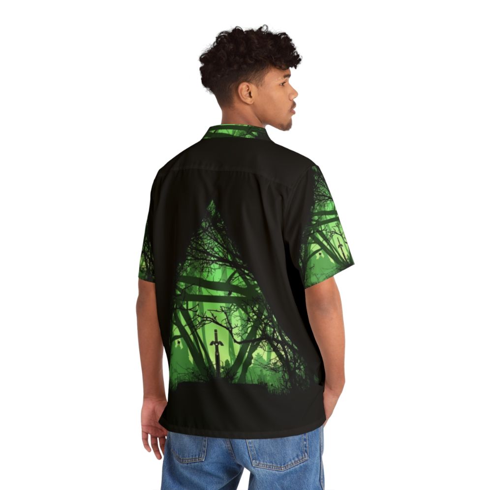 Sword In The Forest Hawaiian Shirt - Fantasy Gaming Nature Landscape - People Back