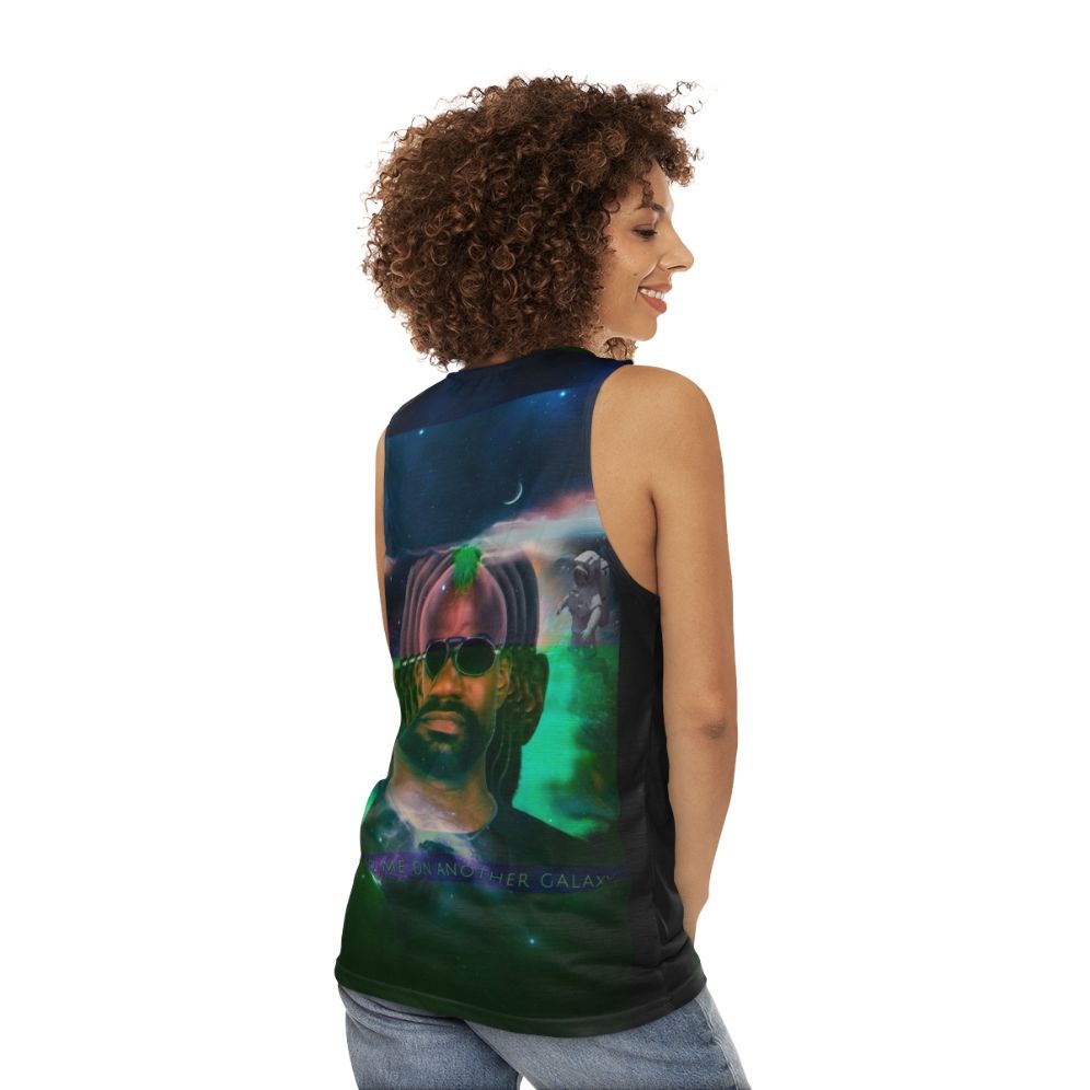 Green Velvet Unisex Tank Top with Galaxy Print - women back