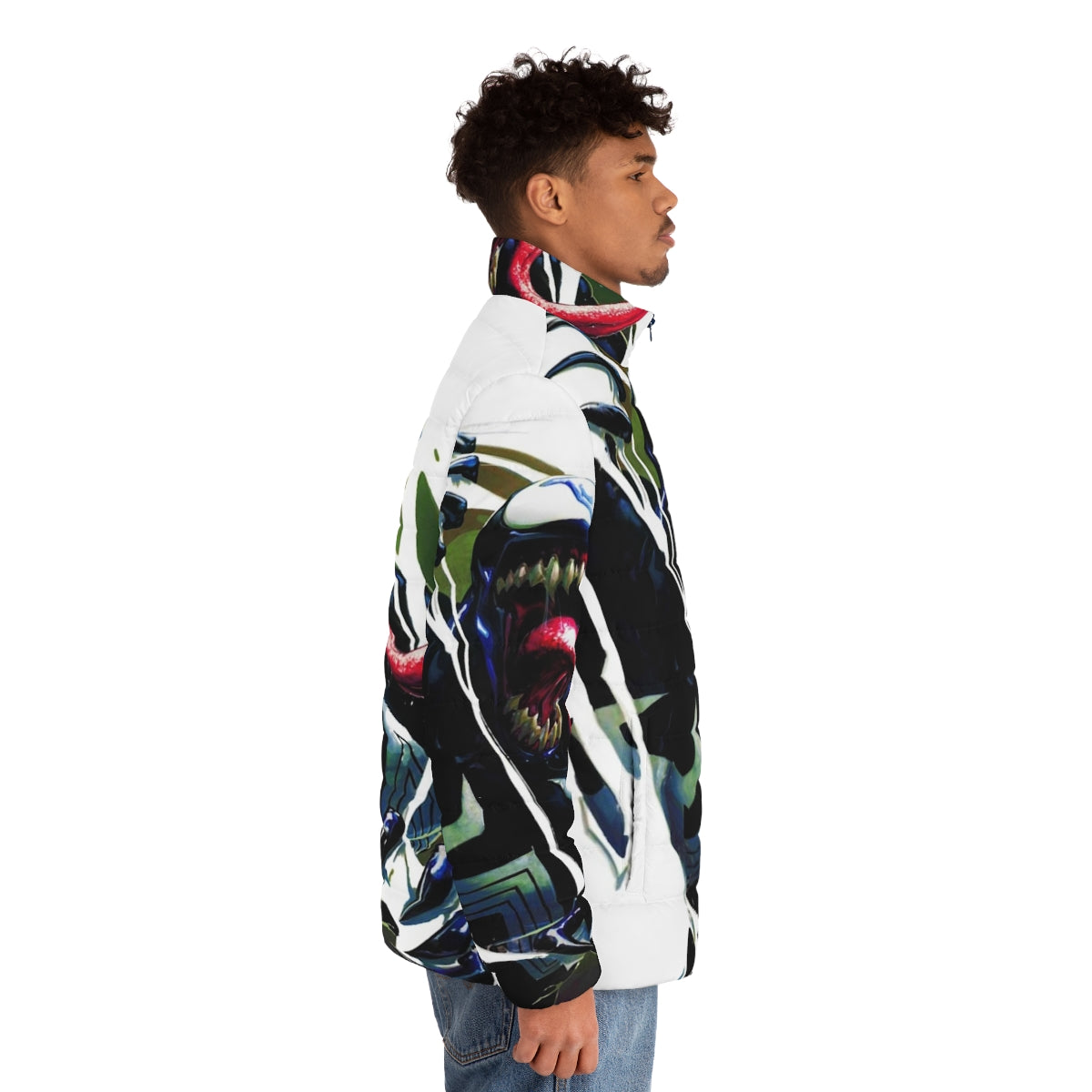 Puffer jacket with Venom and Carnage graphics - men side right