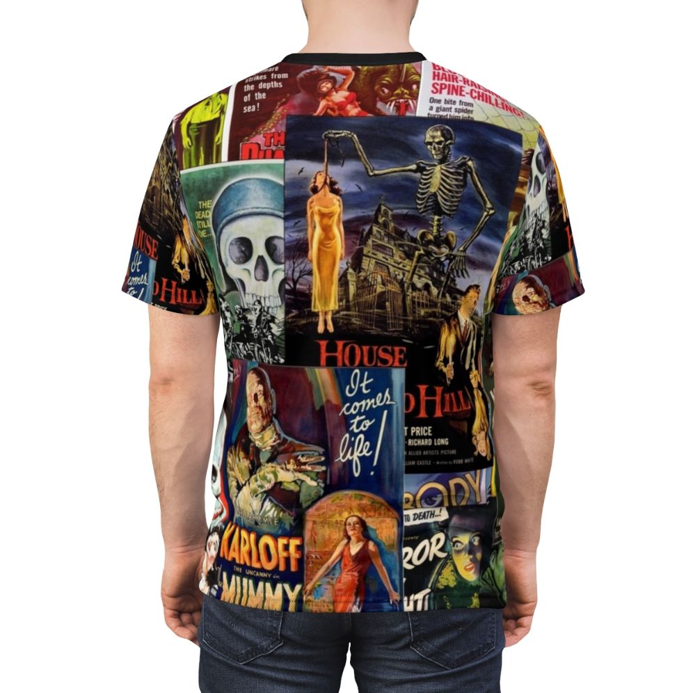 Vintage-style t-shirt featuring a classic horror movie skull design - men back