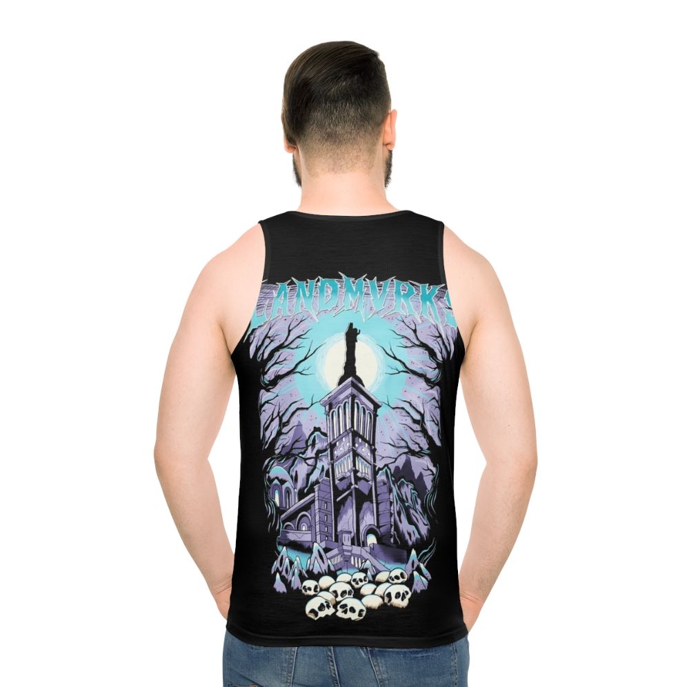 Landmvrks Skull Castle Unisex Heavy Metal Tank Top - men back