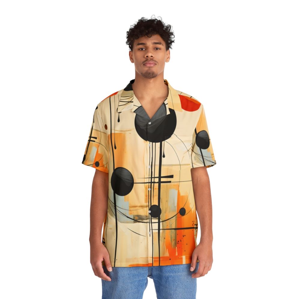 Autumn Abstract Neutral Hawaiian Shirt featuring modern art design - People Front