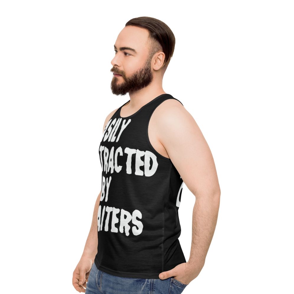 Easily Distracted by Waiters Unisex Funny Tank Top - men side