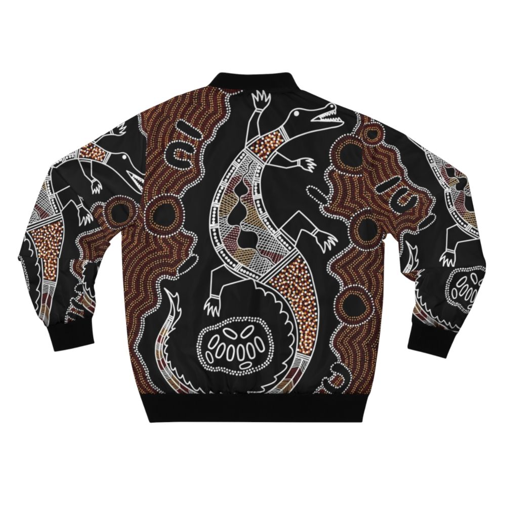 Authentic Aboriginal Art Crocodile Bomber Jacket - Back