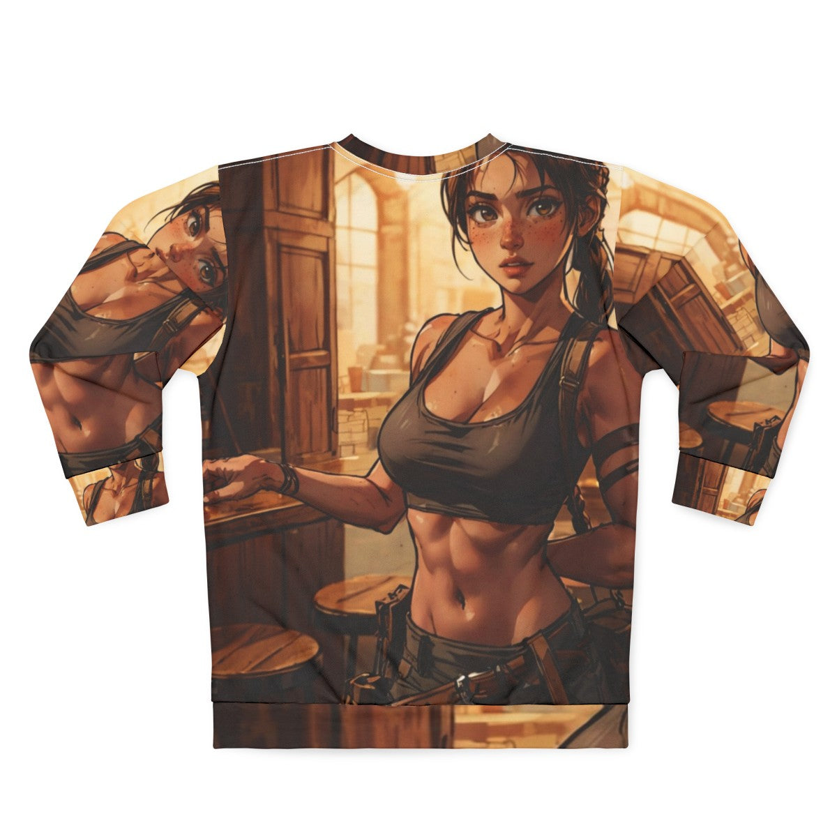 Young Lara Croft-inspired sweatshirt design - Back