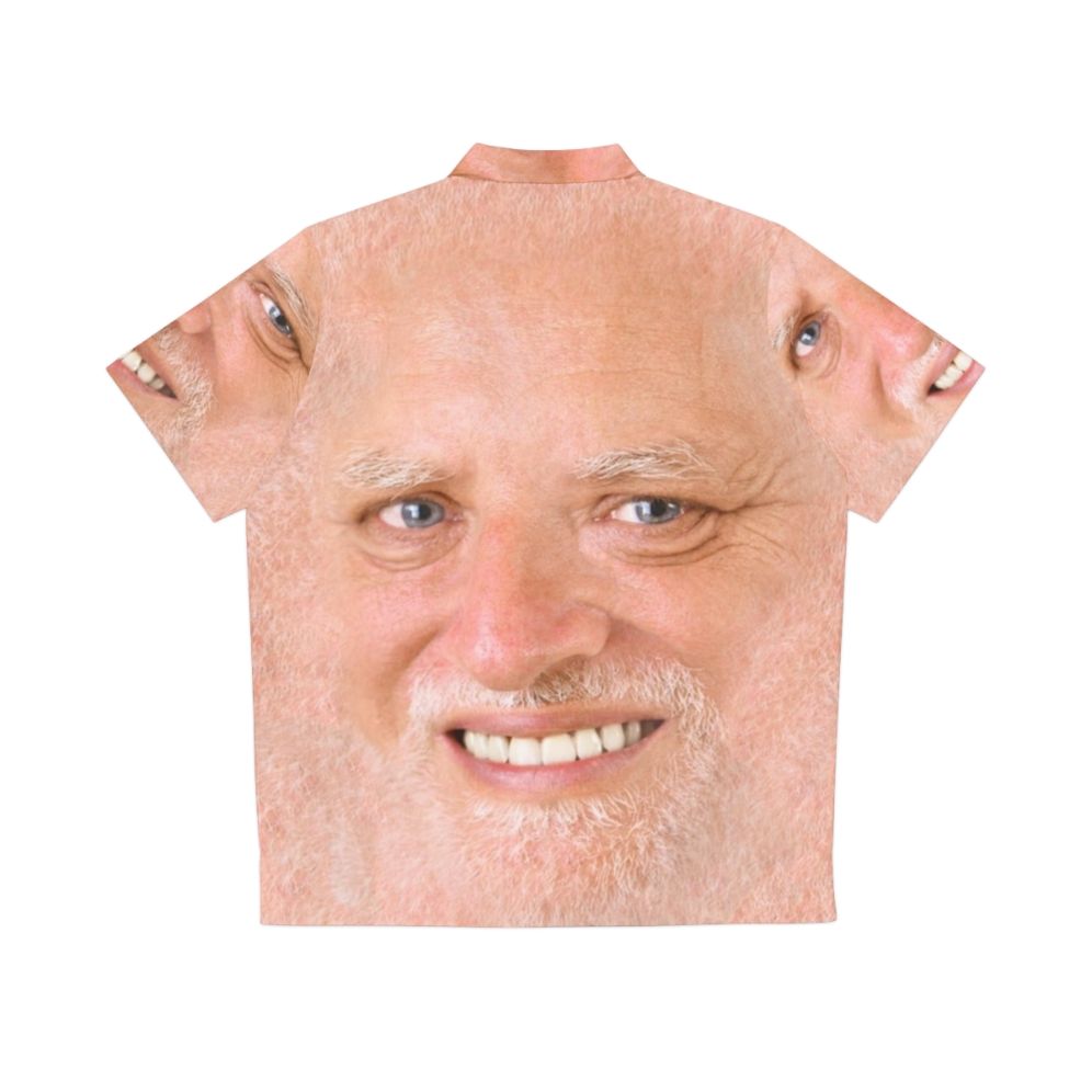 "Hide The Pain Harold" Hawaiian Shirt featuring the popular meme image - Back