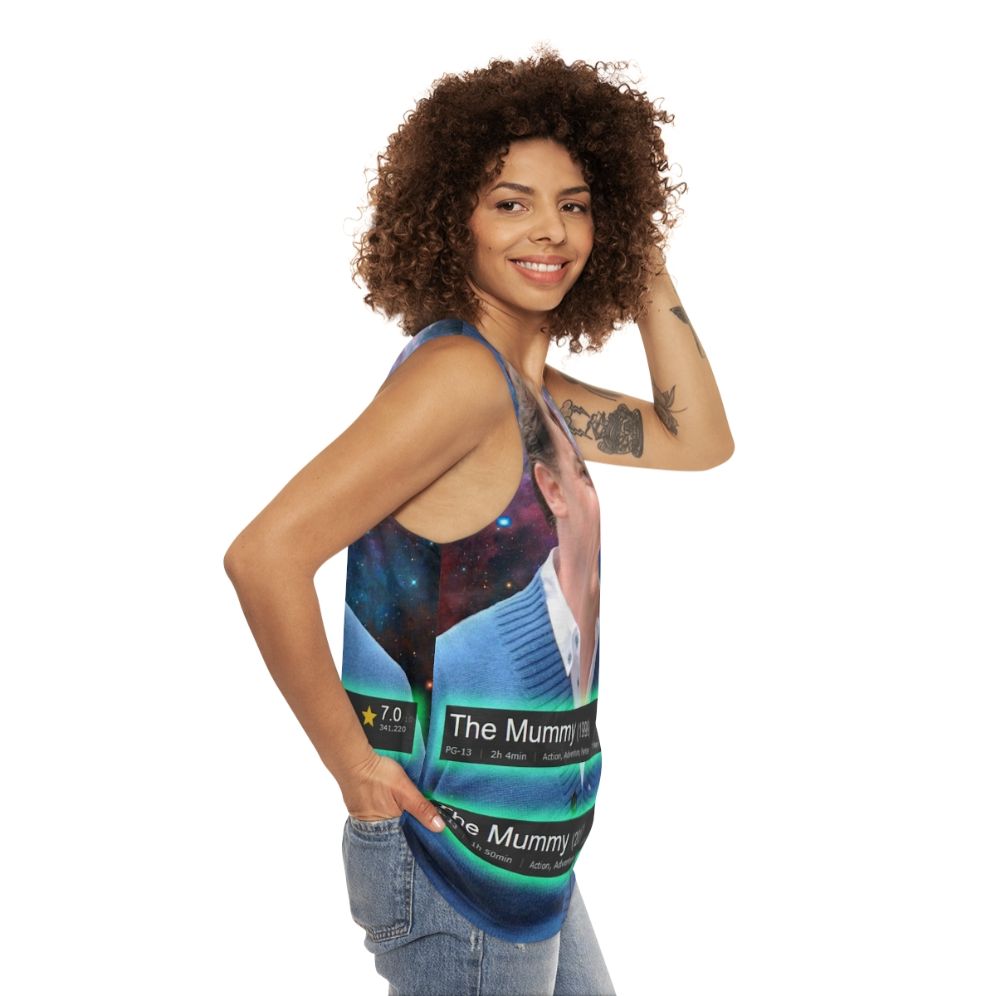 Unisex "The Mummy" inspired tank top featuring Brendan Fraser's face - women side