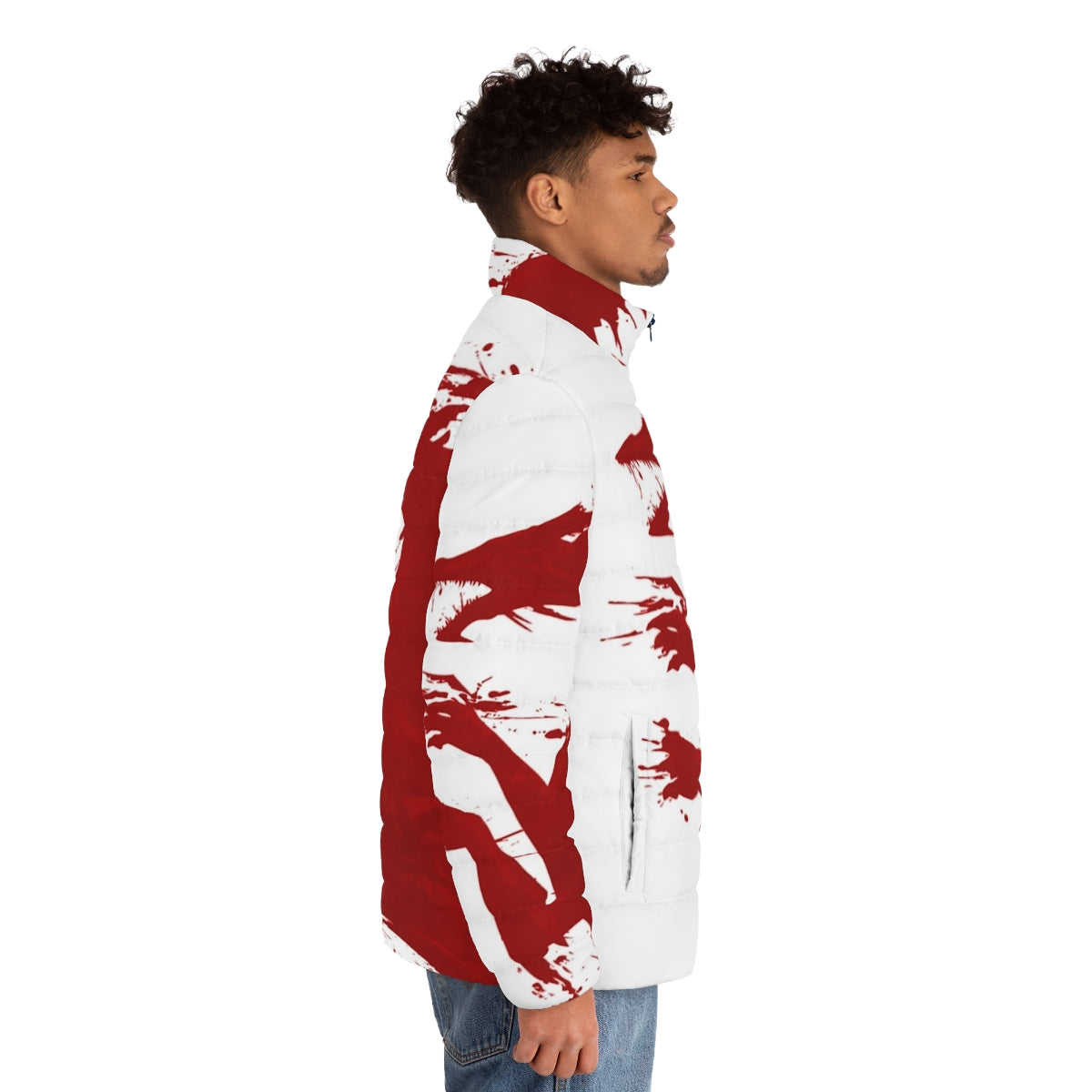 Dragon-themed puffer jacket with embroidered dragon design - men side right