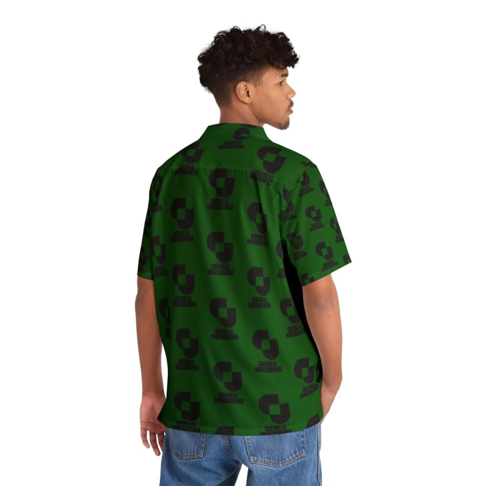 Black Hawaiian Shirt with Music Themed Graphics - People Back