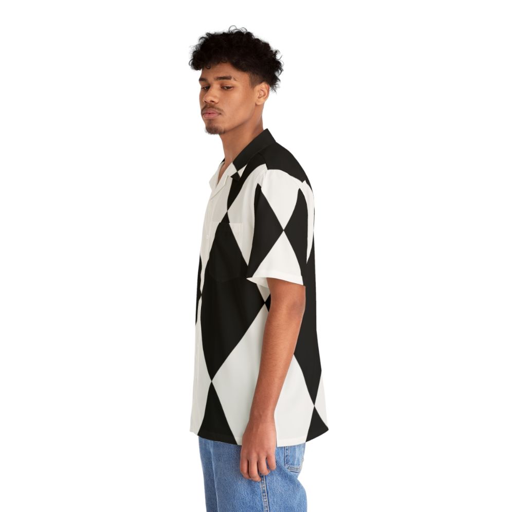 Black and white harlequin pattern Hawaiian shirt - People Left