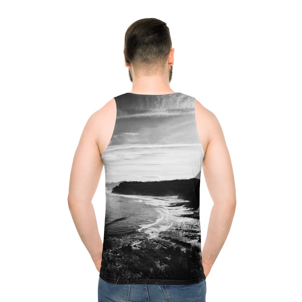 Asturias unisex tank top with landscape design - men back