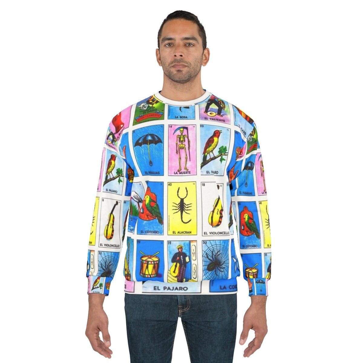 Mexican Lottery Bingo Sweatshirt with Mexican Cultural Symbols - men