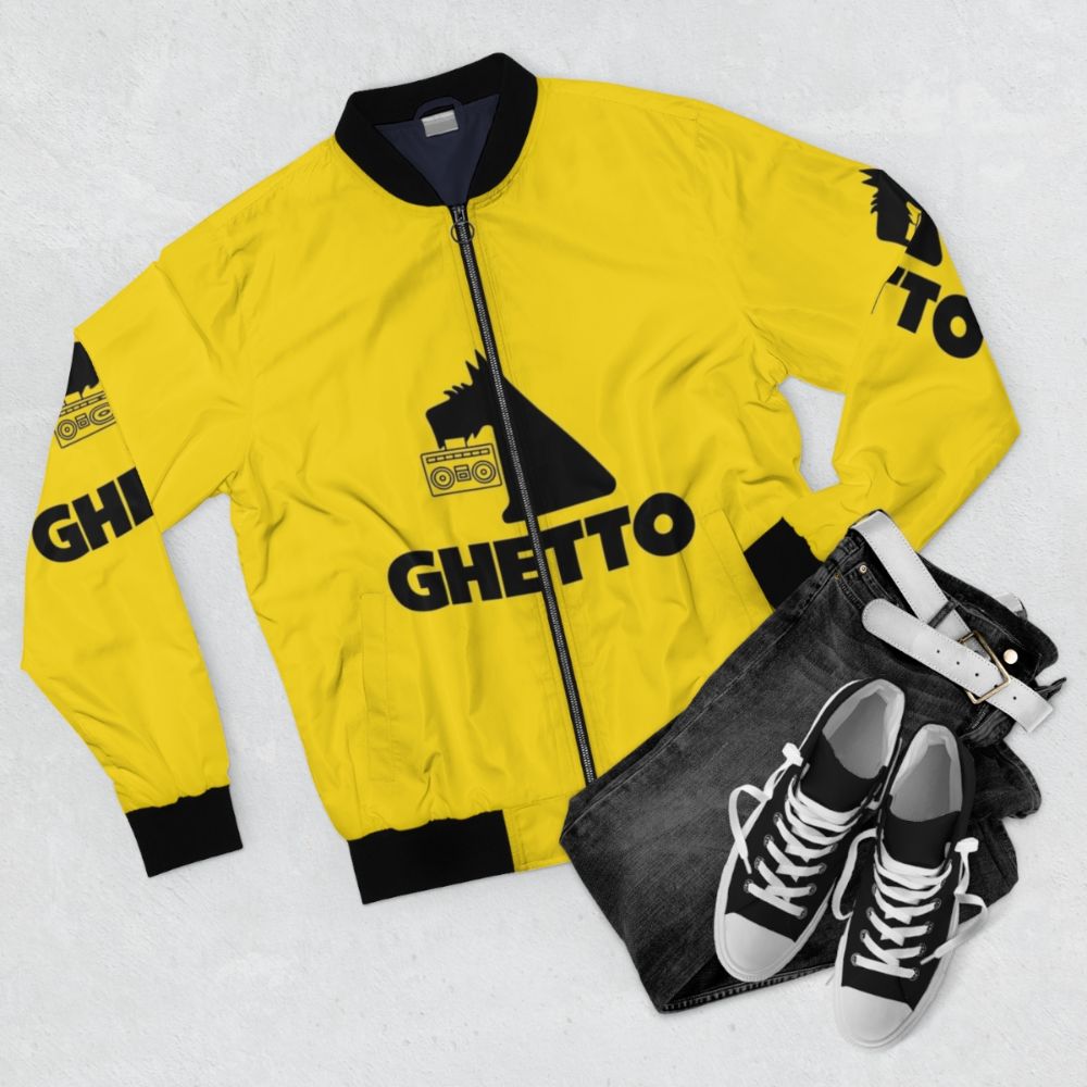 Scandinavian Value Bomber Jacket with Ghetto-Inspired Design - Flat lay