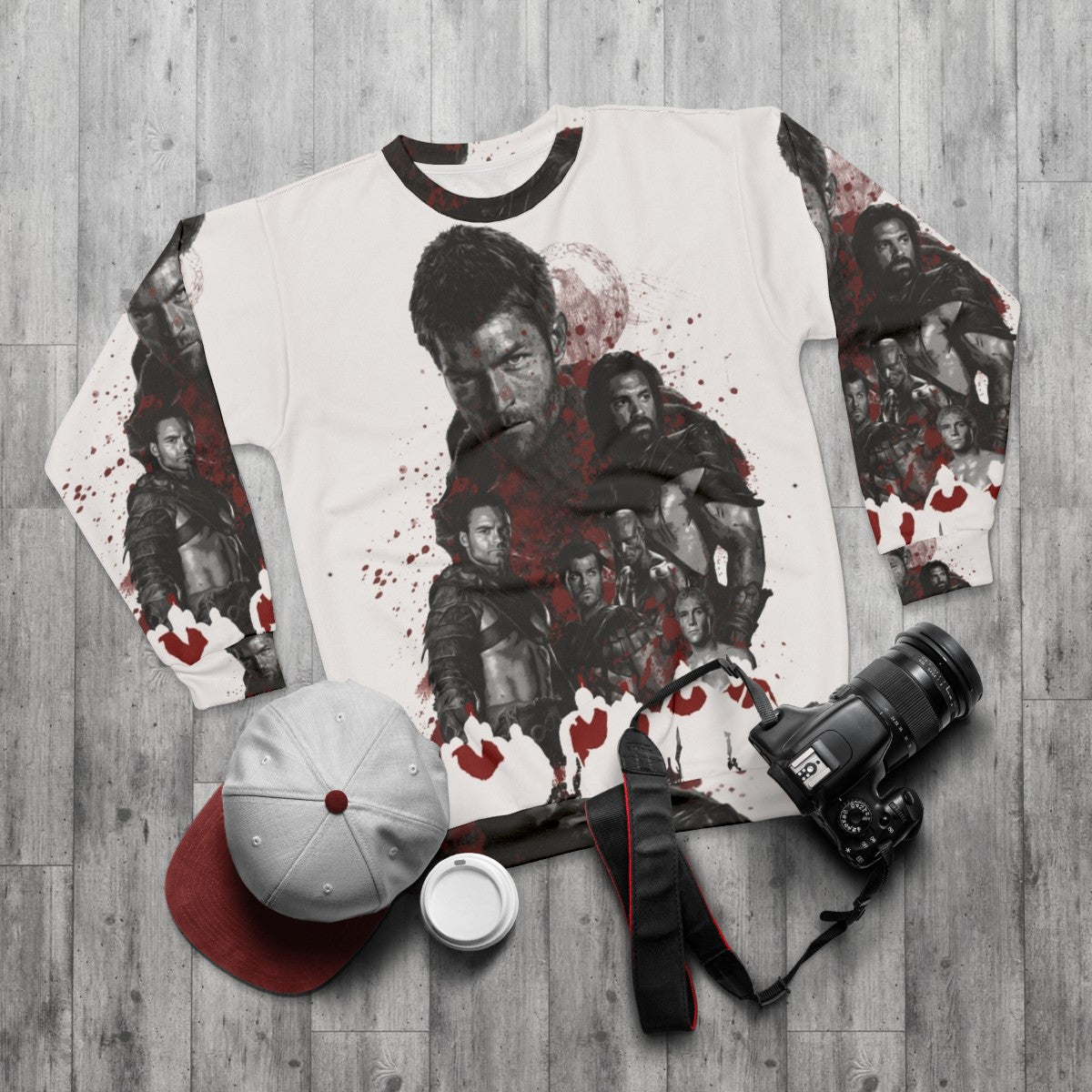 Spartacus and his rebel leaders gladiator sweatshirt - flat lay