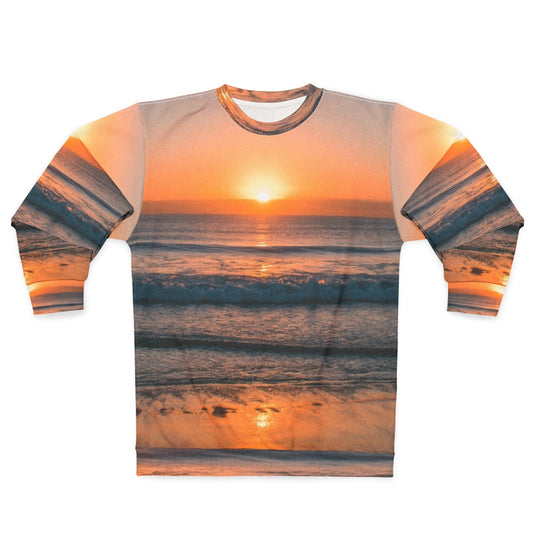 Sunset over the beach sweatshirt featuring a scenic ocean sunset