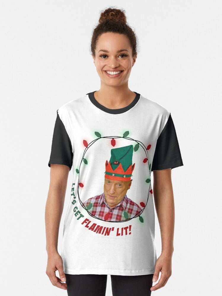 Alf Elf Graphic T-Shirt - Funny Ugly Christmas Sweater Design - Women