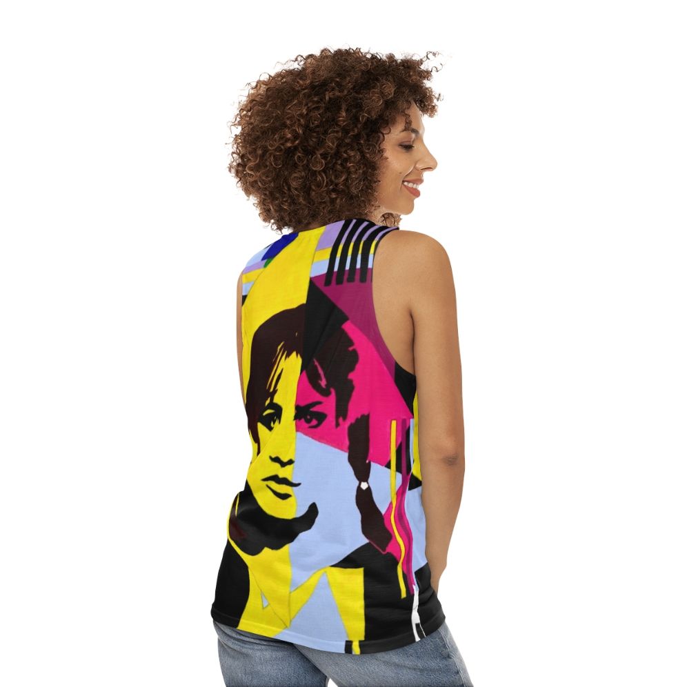 Unisex tank top with geometric pop art design - women back