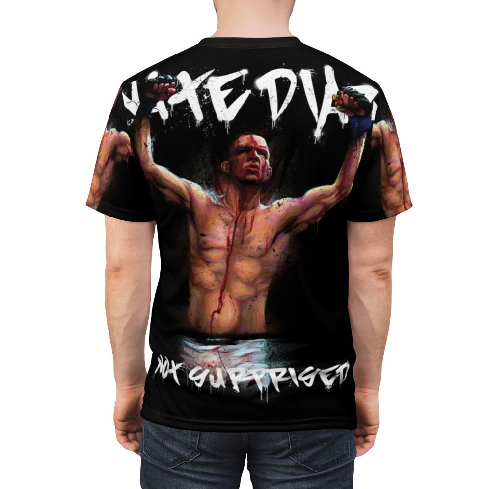 Nate Diaz inspired AOP t-shirt featuring the Diaz brothers and combat sports imagery - men back