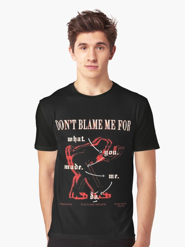 A graphic t-shirt featuring the title "Look What You Made Me Do" by Taylor Swift. - Men