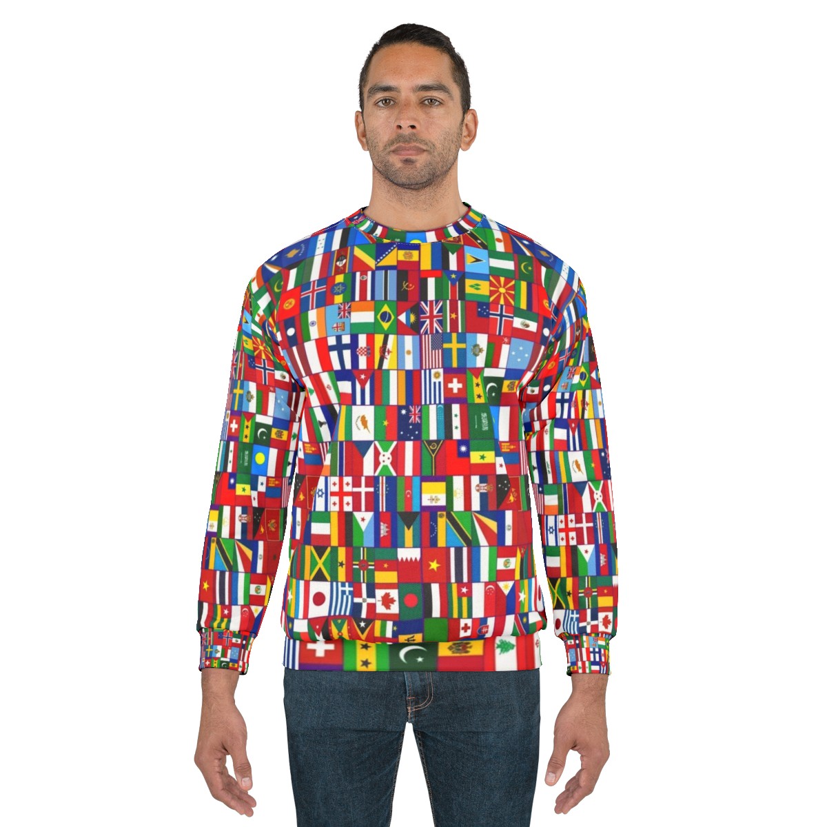 Flags of the World Sweatshirt showcasing cultural diversity - men