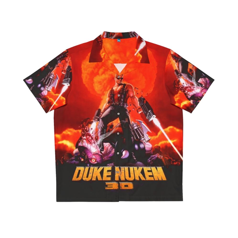 Retro Duke Nukem 3D Hawaiian Shirt with High Contrast Game Print