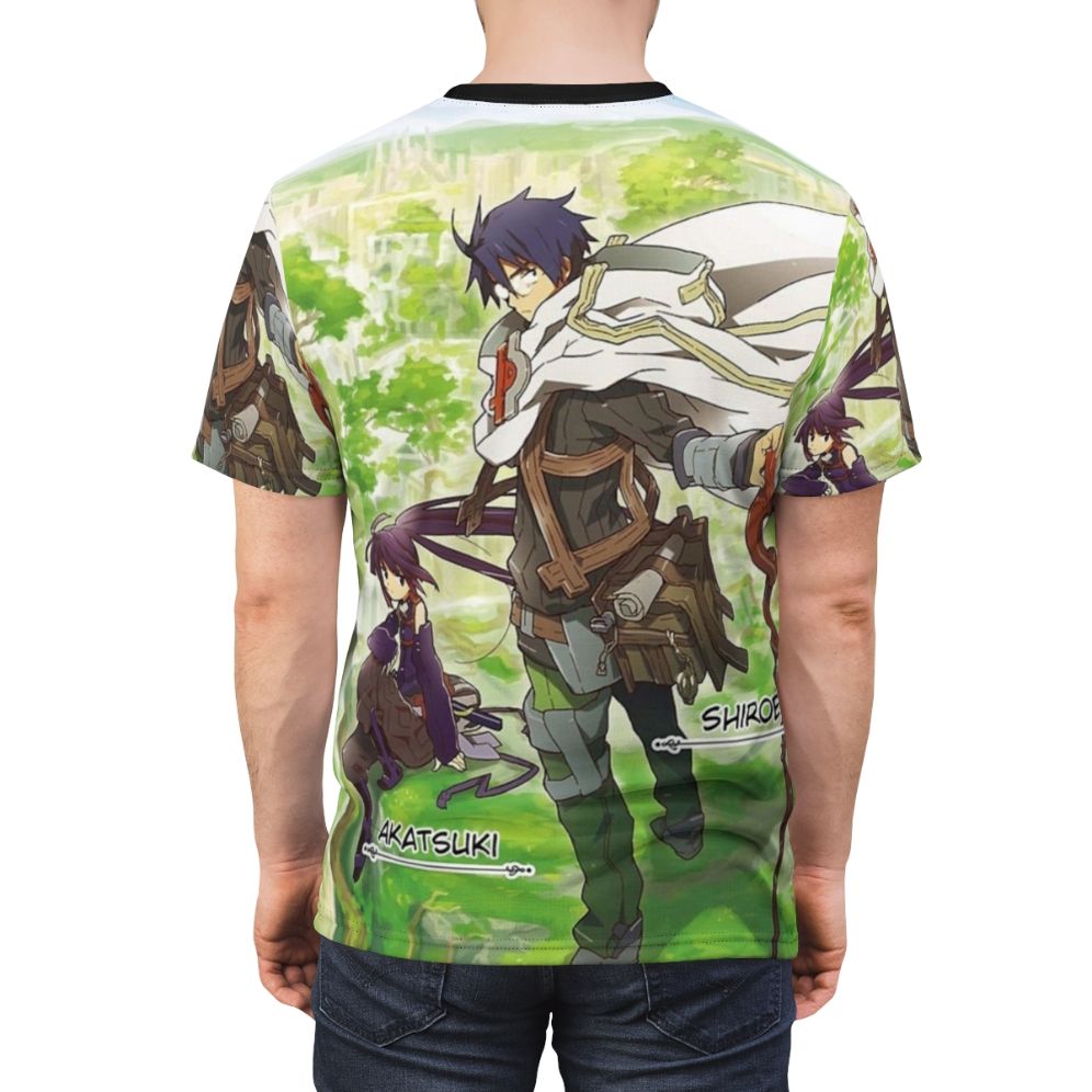 Log Horizon inspired anime-style artwork printed on a high-quality t-shirt - men back