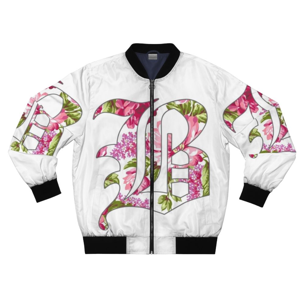 Floral Beartooth Design Bomber Jacket with Vibrant Flower Patterns