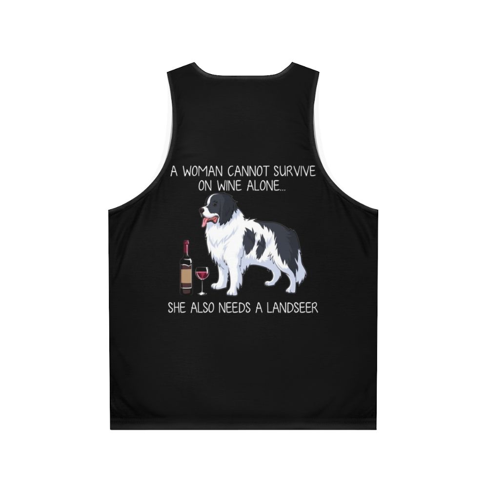 Landseer dog and wine funny unisex tank top - Back