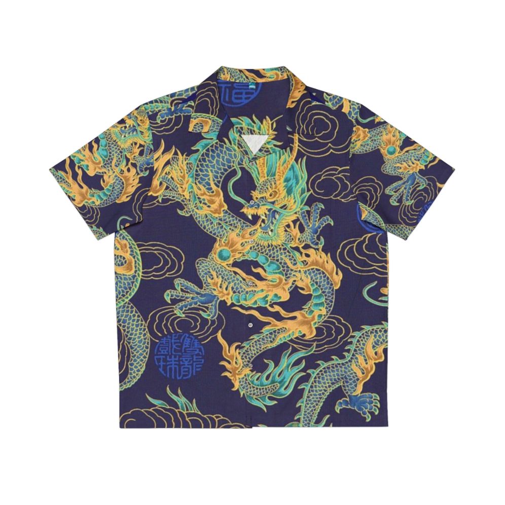 Enchanted dragon Hawaiian shirt with mythological pattern