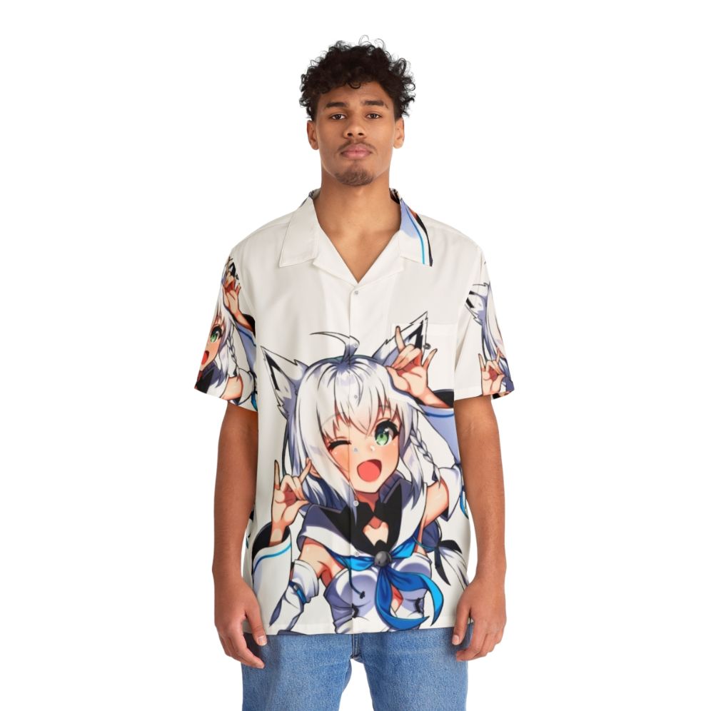 Shirakami Fubuki Hololive VTuber Hawaiian Shirt - People Front