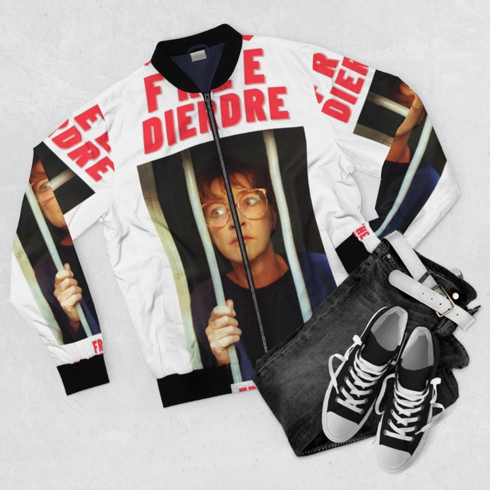 Free the Weatherfield One Bomber Jacket featuring Dierdre Rashed from Coronation Street - Flat lay