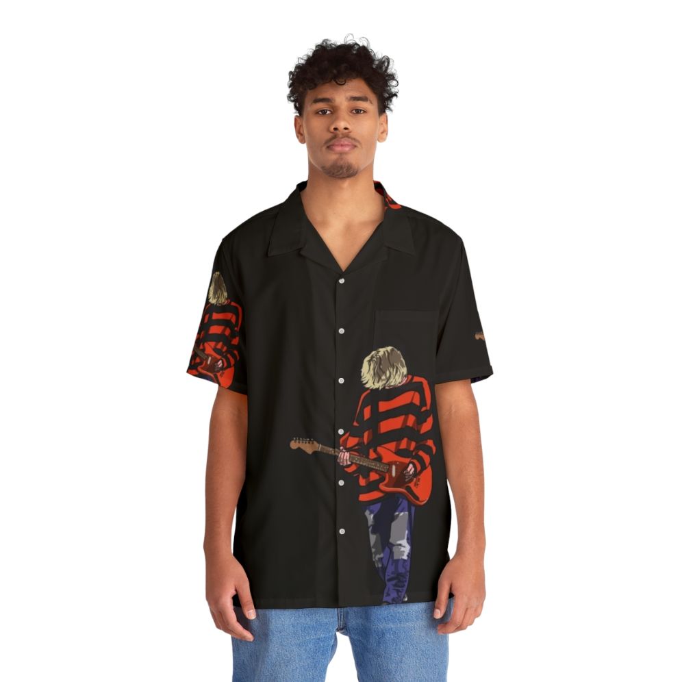 Vintage Grunge Hawaiian Shirt with Nirvana and Punk Rock Inspired Designs - People Front