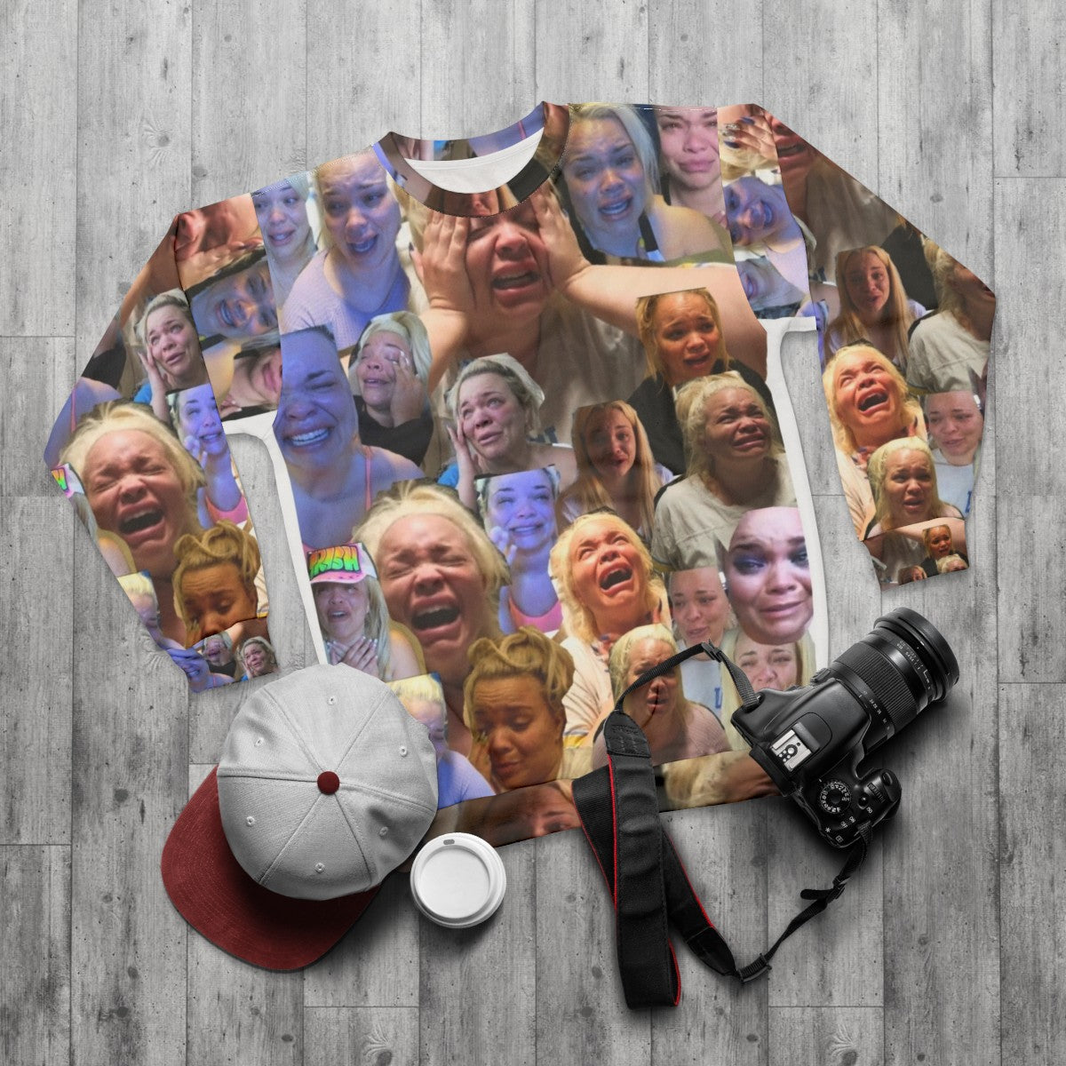 Trisha Paytas Crying Meme Sweatshirt - flat lay