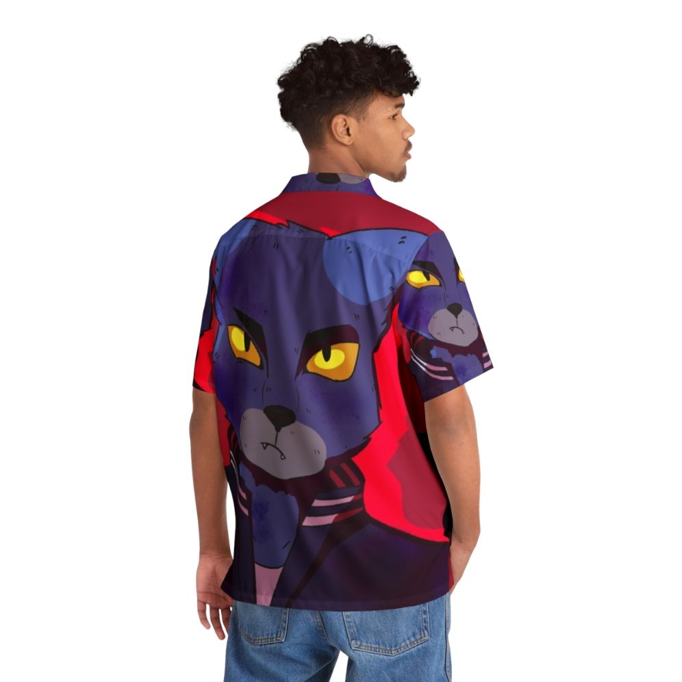 Tropical Hawaiian Shirt with Caravan Palace Furry Cat Design - People Back