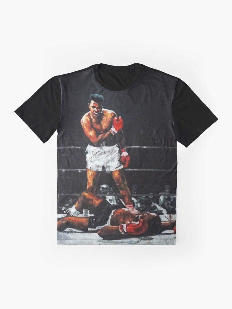 Graphic t-shirt featuring Muhammad Ali's famous knockout of Sonny Liston - Flat lay