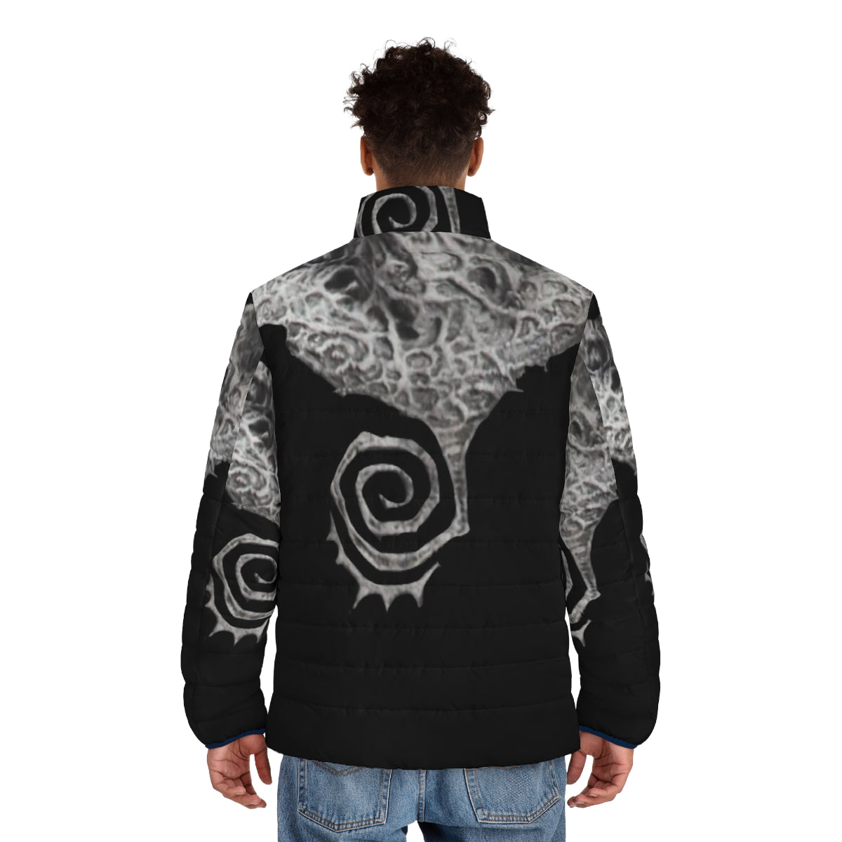 Haunt Casual Cosplay Chest Spiral Puffer Jacket - men back