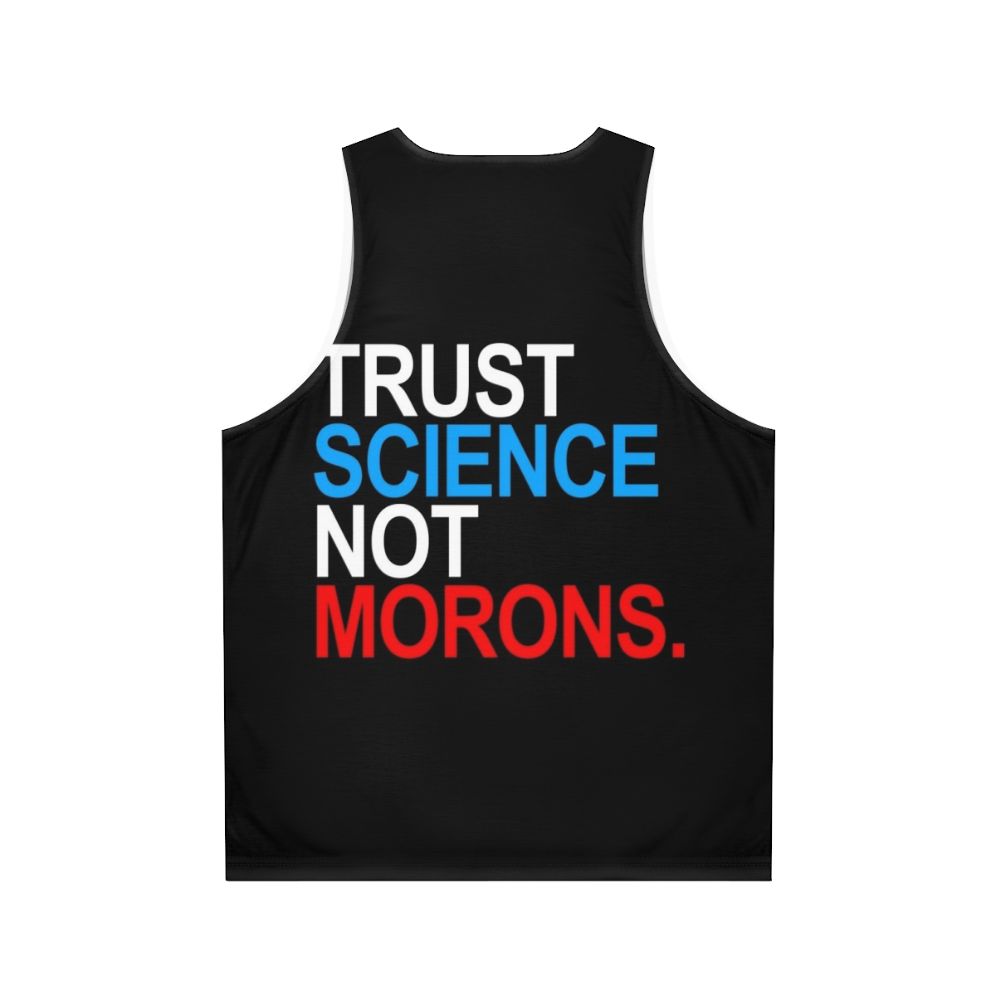 Patriotic anti-trump tank top with trust science message - Back