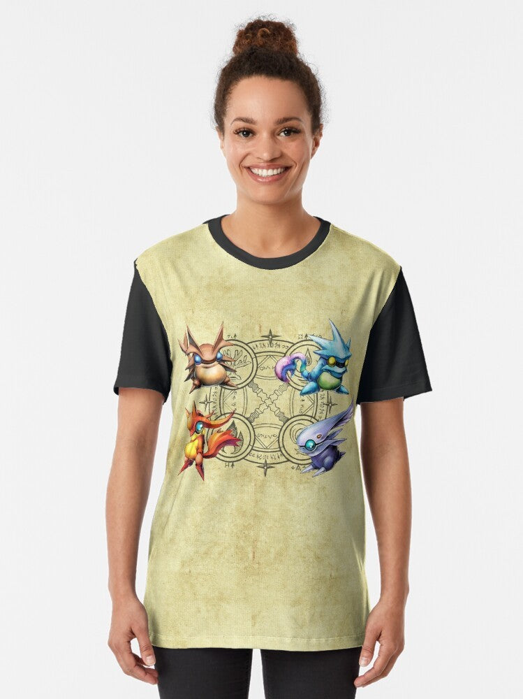 Golden Sun Djinn video game character graphic design on a t-shirt. - Women