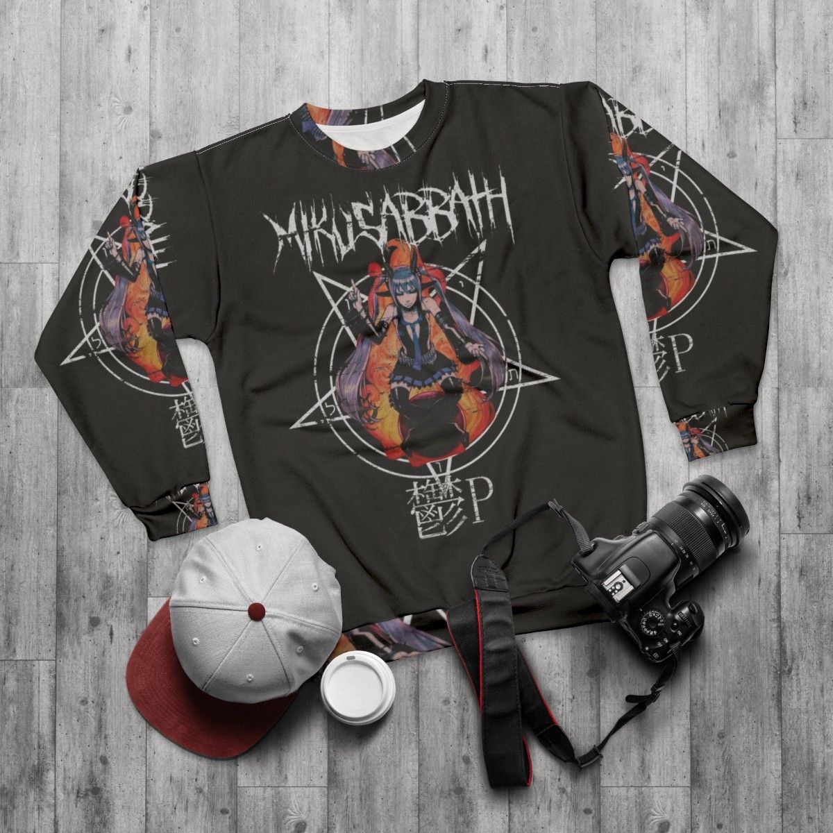 Hatsune Miku "Mikusabbath" Vocaloid Sweatshirt - flat lay