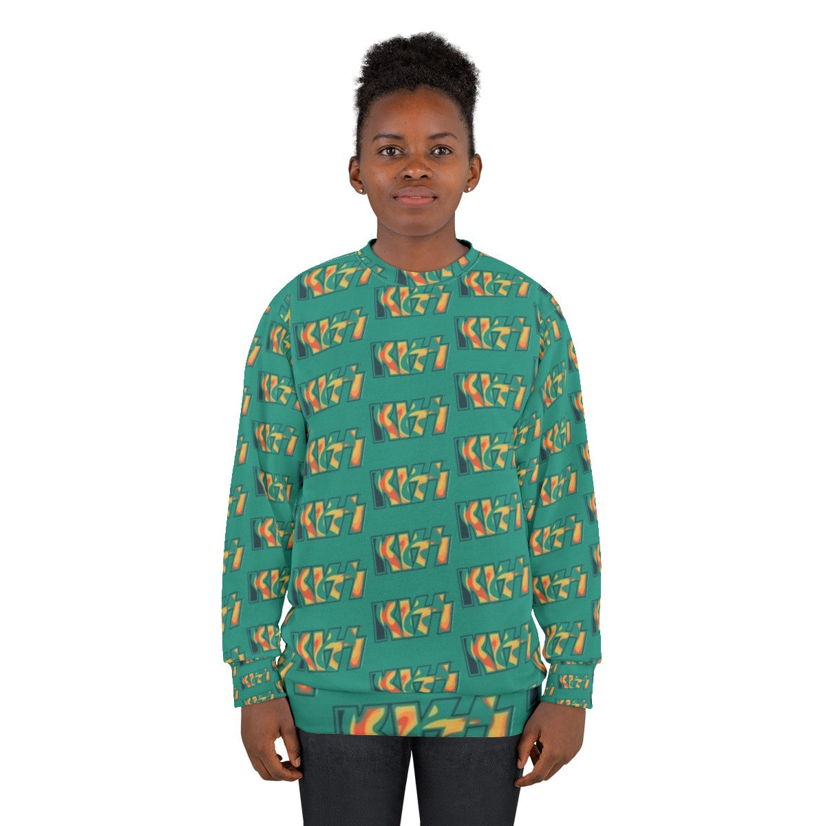 Kiss the Band Tropical Tie Dye Green Sweatshirt - women