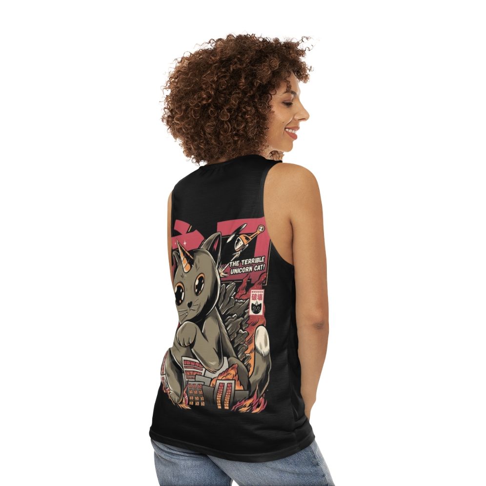 Catzilla Unisex Tank Top 2 - Cute Kaiju Monster Tee - women back