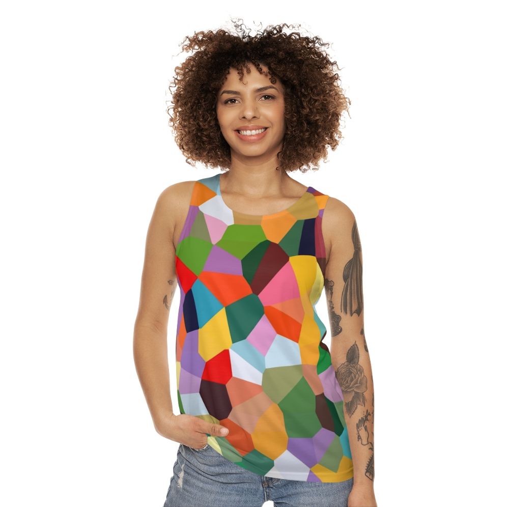 Voronoi Unisex Tank Top with Abstract Geometric Design - women